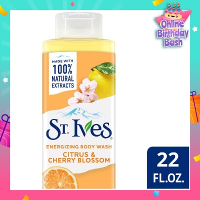 ST IVES Energizing Body Wash Citrus & Cherry Blossom (100% Natural Citrus And Cherry Blossom Extracts) 650ml