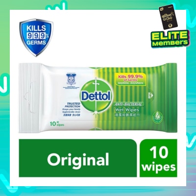 DETTOL Anti-Bacterial Wet Wipes Original (Removes 99.9% Germs) 10s