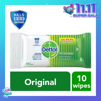 DETTOL Anti-Bacterial Wet Wipes Original (Removes 99.9% Germs) 10s