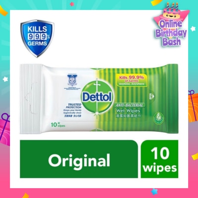 DETTOL Anti-Bacterial Wet Wipes Original (Removes 99.9% Germs) 10s