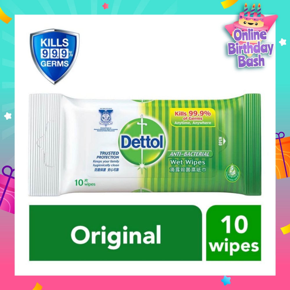 Anti-Bacterial Wet Wipes Original (Removes 99.9% Germs) 10s