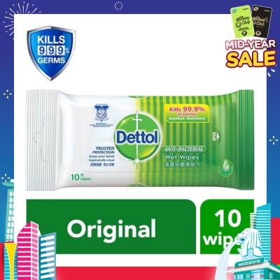 DETTOL Anti-Bacterial Wet Wipes Original (Removes 99.9% Germs) 10s