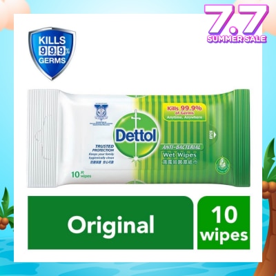 DETTOL Anti-Bacterial Wet Wipes Original (Removes 99.9% Germs) 10s