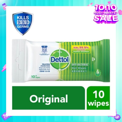 DETTOL Anti-Bacterial Wet Wipes Original (Removes 99.9% Germs) 10s