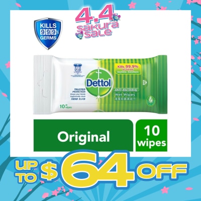 DETTOL - Anti-Bacterial Wet Wipes Original (Removes 99.9% Germs) 10s (Expiry: Dec`2026)