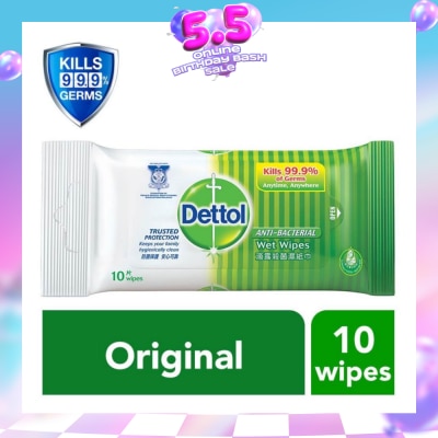 DETTOL - Anti-Bacterial Wet Wipes Original (Removes 99.9% Germs) 10s (Expiry: Dec`2026)