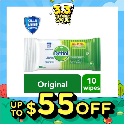DETTOL Anti-Bacterial Wet Wipes Original (Removes 99.9% Germs) 10s (Expiry: Nov`2026)