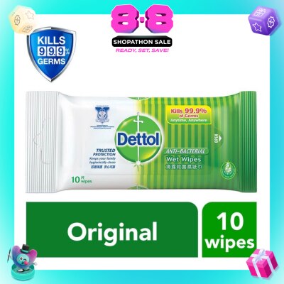 DETTOL - Anti-Bacterial Wet Wipes Original (Removes 99.9% Germs) 10s (Expiry: Dec`2026)