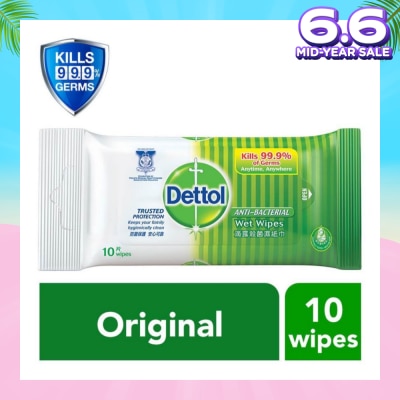 DETTOL Anti-Bacterial Wet Wipes Original (Removes 99.9% Germs) 10s