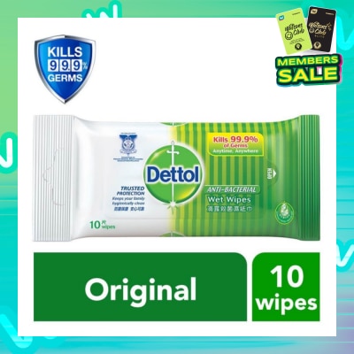 DETTOL Anti-Bacterial Wet Wipes Original (Removes 99.9% Germs) 10s