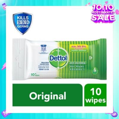 DETTOL Anti-Bacterial Wet Wipes Original (Removes 99.9% Germs) 10s