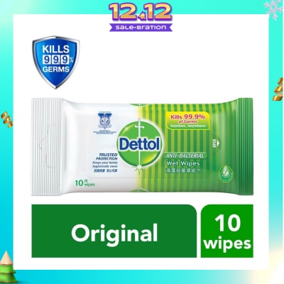 DETTOL Anti-Bacterial Wet Wipes Original (Removes 99.9% Germs) 10s