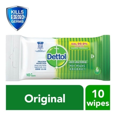 DETTOL Anti-Bacterial Wet Wipes Original (Removes 99.9% Germs) 10s