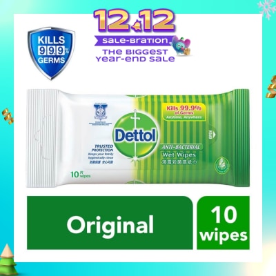 DETTOL Anti-Bacterial Wet Wipes Original (Removes 99.9% Germs) 10s
