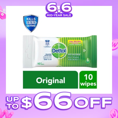 DETTOL - Anti-Bacterial Wet Wipes Original (Removes 99.9% Germs) 10s (Expiry: Dec`2026)