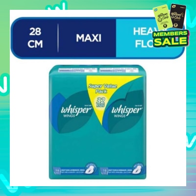 WHISPER Heavy and Overnight Flow with Wings Sanitary Napkins 32pads