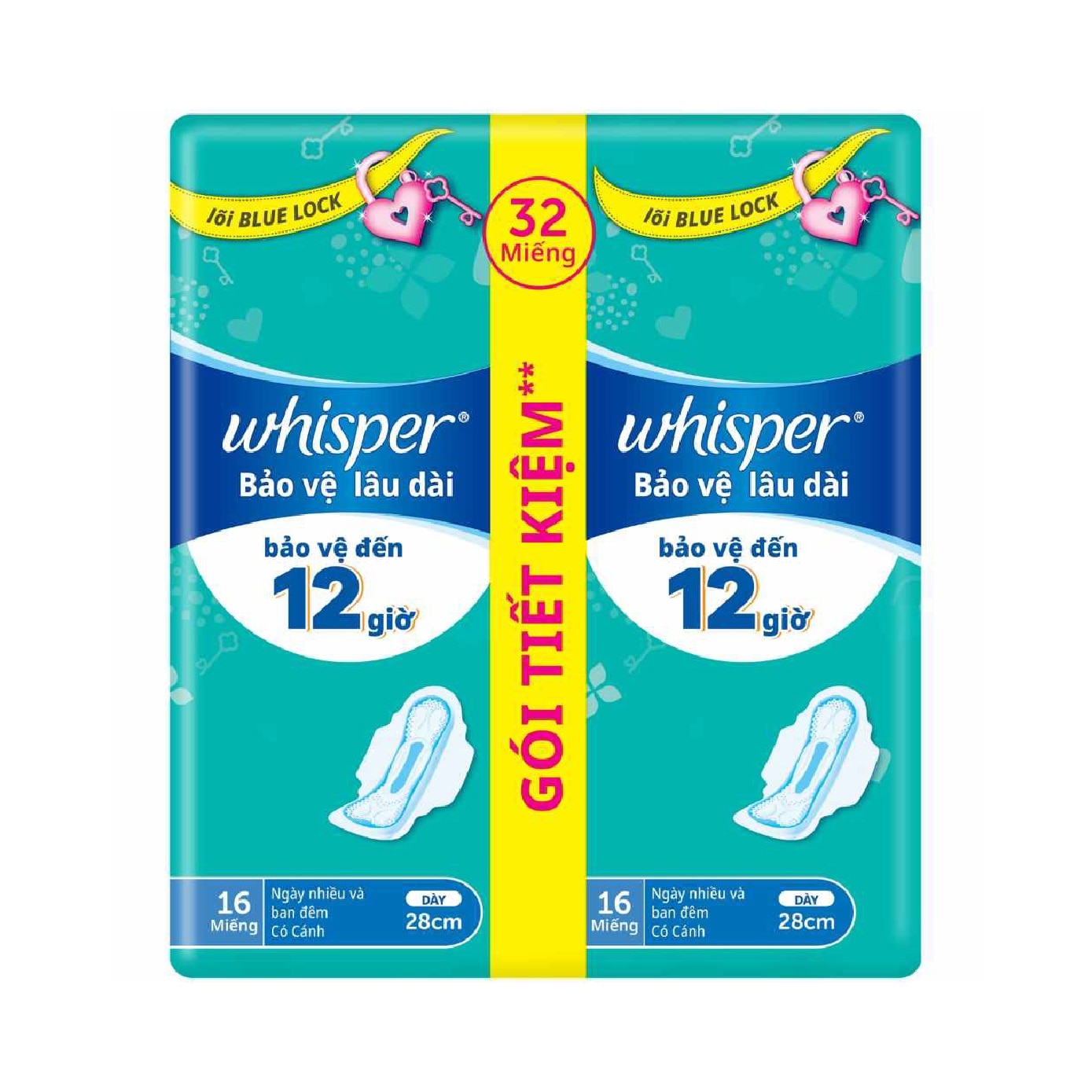 Long Protect Heavy and Overnight Flow with Wings Sanitary Pad 28cm 32s