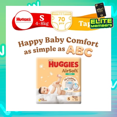 HUGGIES Huggies Airsoft Tape Size S (for 4kg to 8kg) 70s (Expiry: Dec`2025)