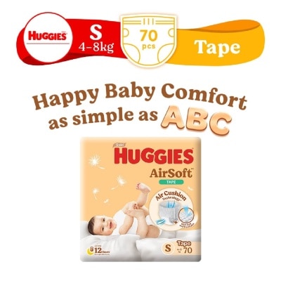 HUGGIES Huggies Airsoft Tape Size S (for 4kg to 8kg) 70s (Expiry: Dec`2025)