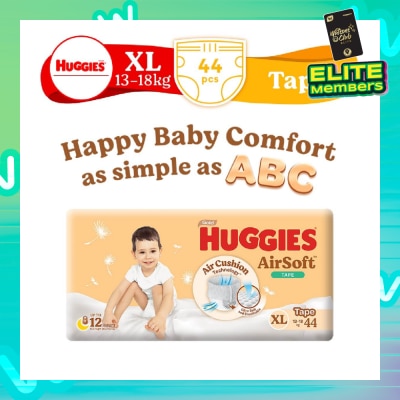 HUGGIES Huggies Airsoft Tape Size XL (for 13kg to 18kg) 44s (Expiry: Jan`2026)