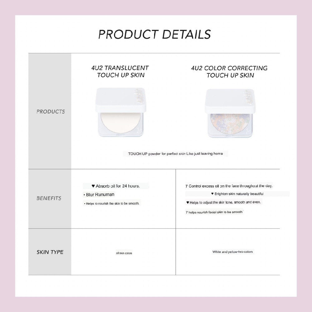 Color Correcting Touch Up Skin (4 Shades In One Cartridge, The Texture Is Soft, Smooth And Fine, Helping To Brighten The Skin) 11g