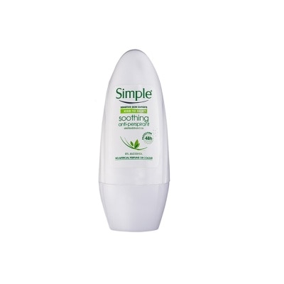 SIMPLE Soothing Anti-Perspirant Deodorant Roll-On (Unfragranced With Aloe Vera) 45ml