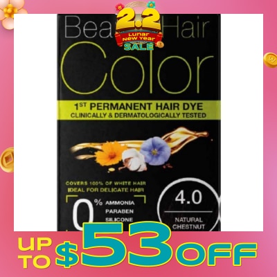 BEAUTY HAIR COLOR Permanent Hair Dye 4.0 Natural Chestnut 160ml