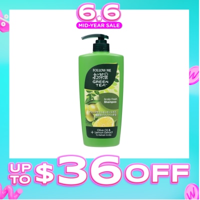 FOLLOW ME - Follow Me Green Tea Scalp Fresh Shampoo 650ml (With Olive Oil + Lemon Extract)