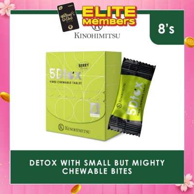 KINOHIMITSU 5Dtox Fibre Chewable Tablet Berry Sachet (For Detoxification, Relieves Constipation, Improves Intestinal Function & Boost Immunity) 8s