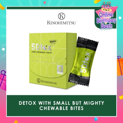 KINOHIMITSU 5Dtox Fibre Chewable Tablet Berry Sachet (For Detoxification, Relieves Constipation, Improves Intestinal Function & Boost Immunity) 8s