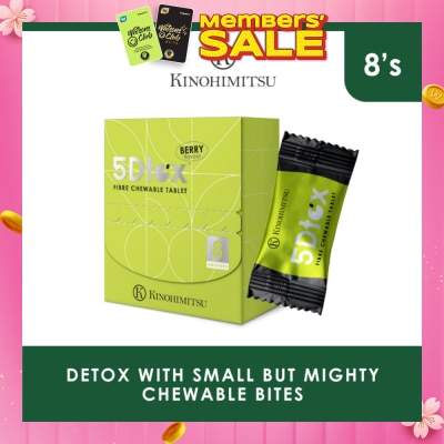 KINOHIMITSU 5Dtox Fibre Chewable Tablet Berry Sachet (For Detoxification, Relieves Constipation, Improves Intestinal Function & Boost Immunity) 8s