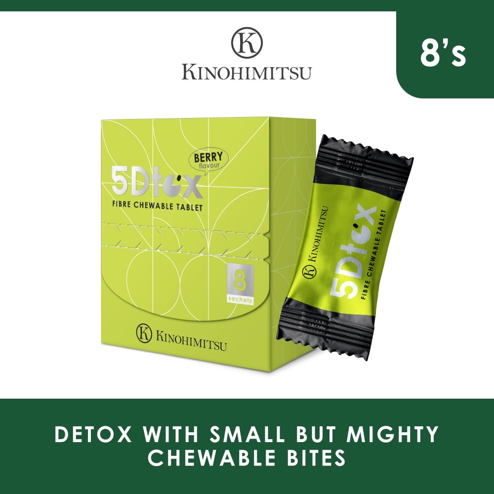 5Dtox Fibre Chewable Tablet Berry Sachet (For Detoxification, Relieves Constipation, Improves Intestinal Function & Boost Immunity) 8s