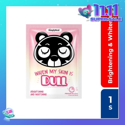 SIMPLY Heal When My Skin Is Dull Brightening And Whitening Premium Charcoal Mask (Helps To Replenish Skin Moisture, For Brighter, Radiant And Revitalized Complexion) 1s (Expiry: Apr`2026)