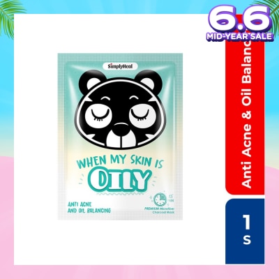 SIMPLY Heal When My Skin Is Oily Anti Acne And Oil Balancing Premium Charcoal Mask (Detoxifies And Deeply Nourishes The Complexion For Skin Repair While Locking In Moisture) 1s