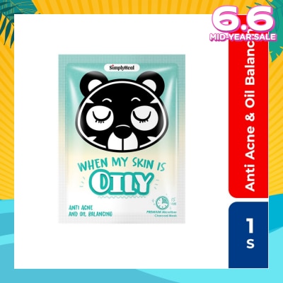 SIMPLY Heal When My Skin Is Oily Anti Acne And Oil Balancing Premium Charcoal Mask (Detoxifies And Deeply Nourishes The Complexion For Skin Repair While Locking In Moisture) 1s