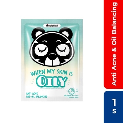 SIMPLY Heal When My Skin Is Oily Anti Acne And Oil Balancing Premium Charcoal Mask (Detoxifies And Deeply Nourishes The Complexion For Skin Repair While Locking In Moisture) 1s