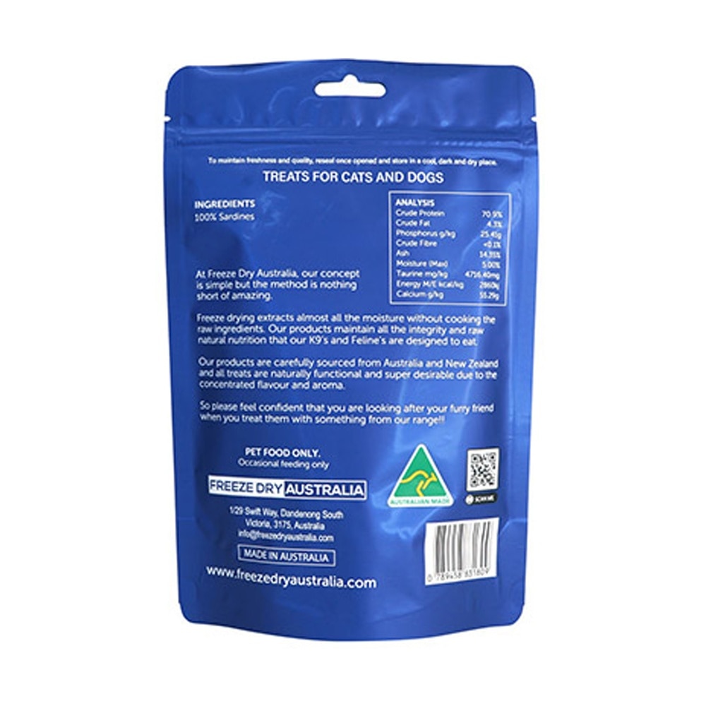 Freeze Dried Raw Sardines Cat and Dog Treats 80g image