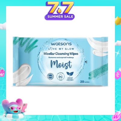 WATSONS - Micellar Cleansing Wipes Moist (Removes Waterproof Makeup, Dermatologically Tested, Alcohol Free) 20s