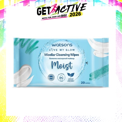 WATSONS - Micellar Cleansing Wipes Moist (Removes Waterproof Makeup, Dermatologically Tested, Alcohol Free) 20s image