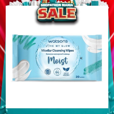 WATSONS - Micellar Cleansing Wipes Moist (Removes Waterproof Makeup, Dermatologically Tested, Alcohol Free) 20s