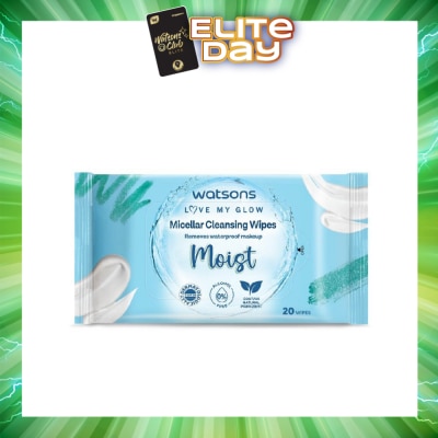 WATSONS - Micellar Cleansing Wipes Moist (Removes Waterproof Makeup, Dermatologically Tested, Alcohol Free) 20s