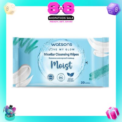 WATSONS - Micellar Cleansing Wipes Moist (Removes Waterproof Makeup, Dermatologically Tested, Alcohol Free) 20s