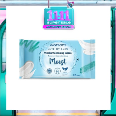 WATSONS Micellar Cleansing Wipes Moist (Removes Waterproof Makeup, Dermatologically Tested, Alcohol Free) 20s image