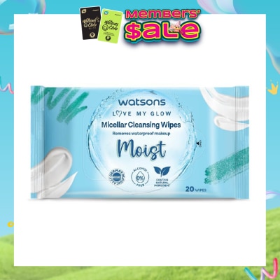 WATSONS - Micellar Cleansing Wipes Moist (Removes Waterproof Makeup, Dermatologically Tested, Alcohol Free) 20s