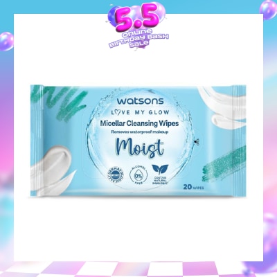 WATSONS - Micellar Cleansing Wipes Moist (Removes Waterproof Makeup, Dermatologically Tested, Alcohol Free) 20s