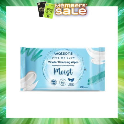 WATSONS - Micellar Cleansing Wipes Moist (Removes Waterproof Makeup, Dermatologically Tested, Alcohol Free) 20s