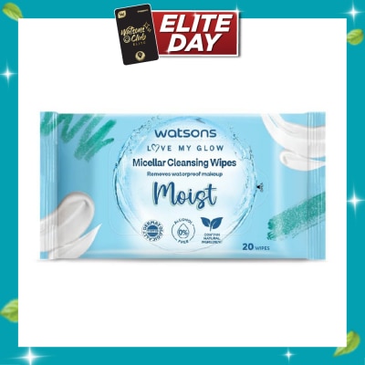 WATSONS Micellar Cleansing Wipes Moist (Removes Waterproof Makeup, Dermatologically Tested, Alcohol Free) 20s image
