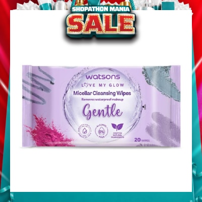 WATSONS - Micellar Cleansing Wipes Gentle (Removes Waterproof Makeup, Dermatologically Tested, Alcohol Free) 20s