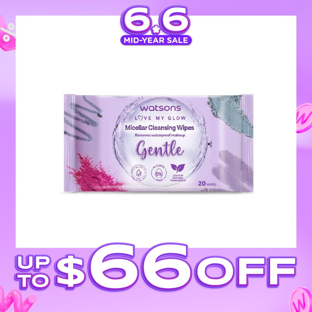 Micellar Cleansing Wipes Gentle (Removes Waterproof Makeup, Dermatologically Tested, Alcohol Free) 20s