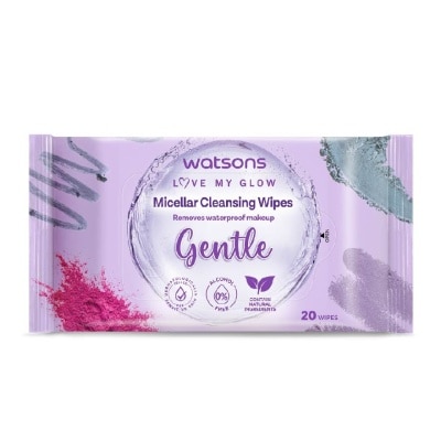 WATSONS Micellar Cleansing Wipes Gentle (Removes Waterproof Makeup, Dermatologically Tested, Alcohol Free) 20s